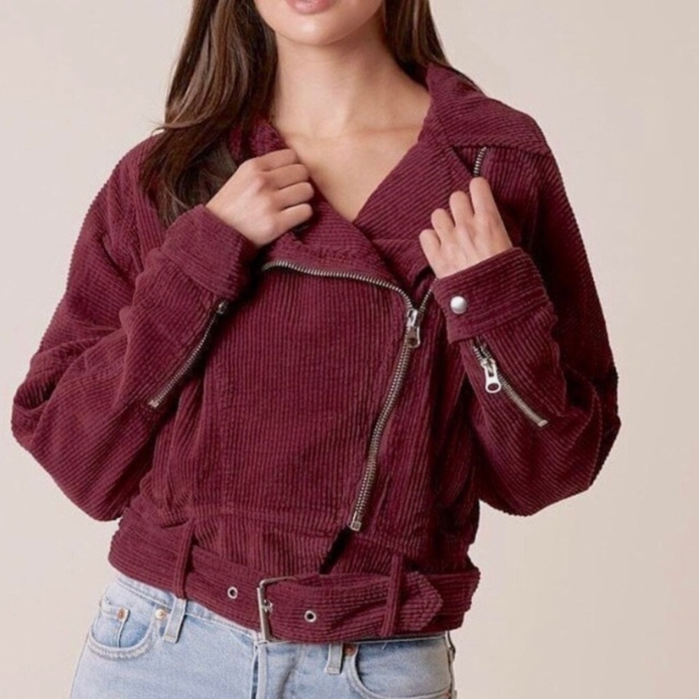 Free People Women’s Dolman Corduroy Moto Asymmetrical Zipper Jacket M